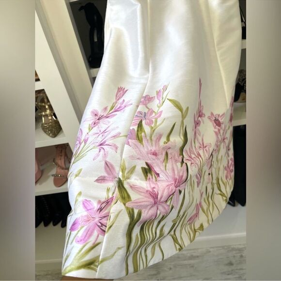 New Floral Vine Print Dupioni Banded Empire Dress Size: Xsmall - Picture 9 of 12